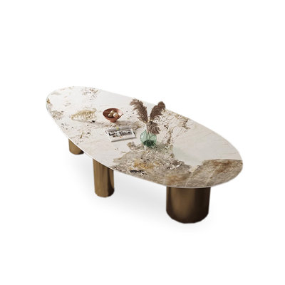 Italian Light Luxury Oval Dining Table with Sintered Stone Tabletop