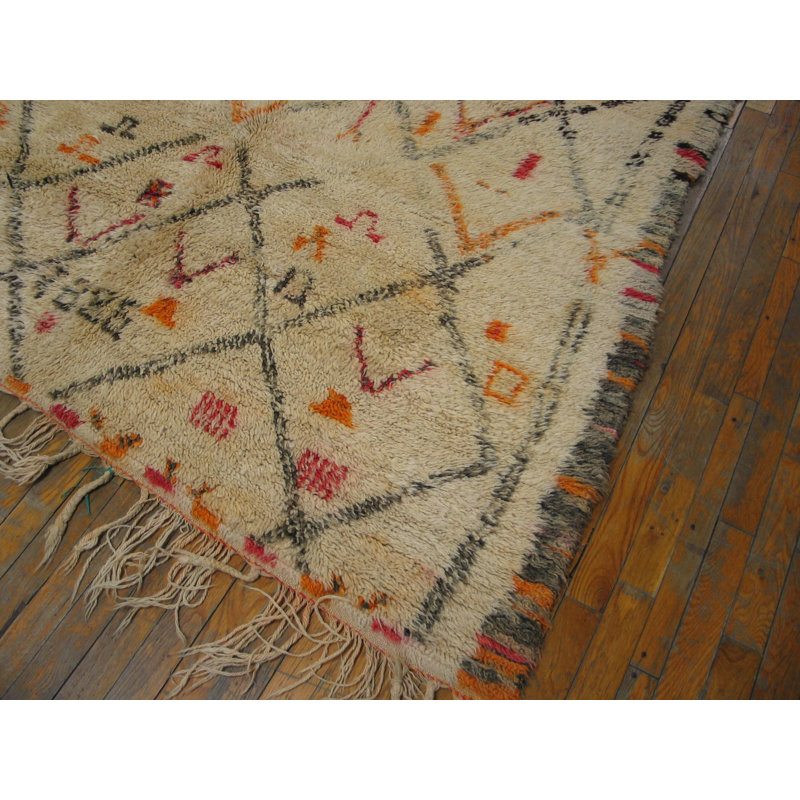 Tapis tribal marocain rétro Beni Ourain