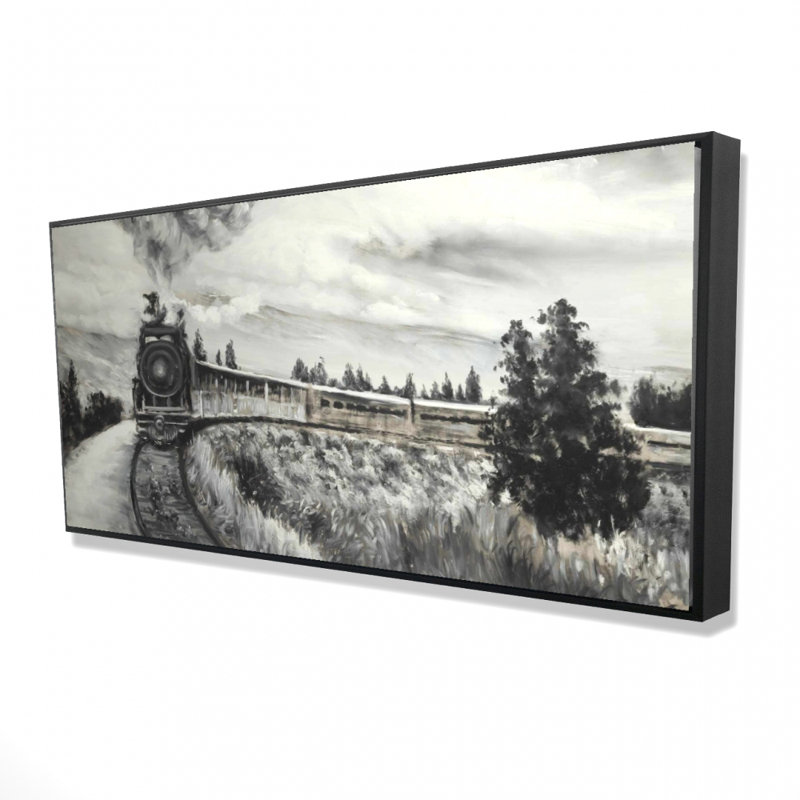 Steam engine train - 24"x48" Framed canvas