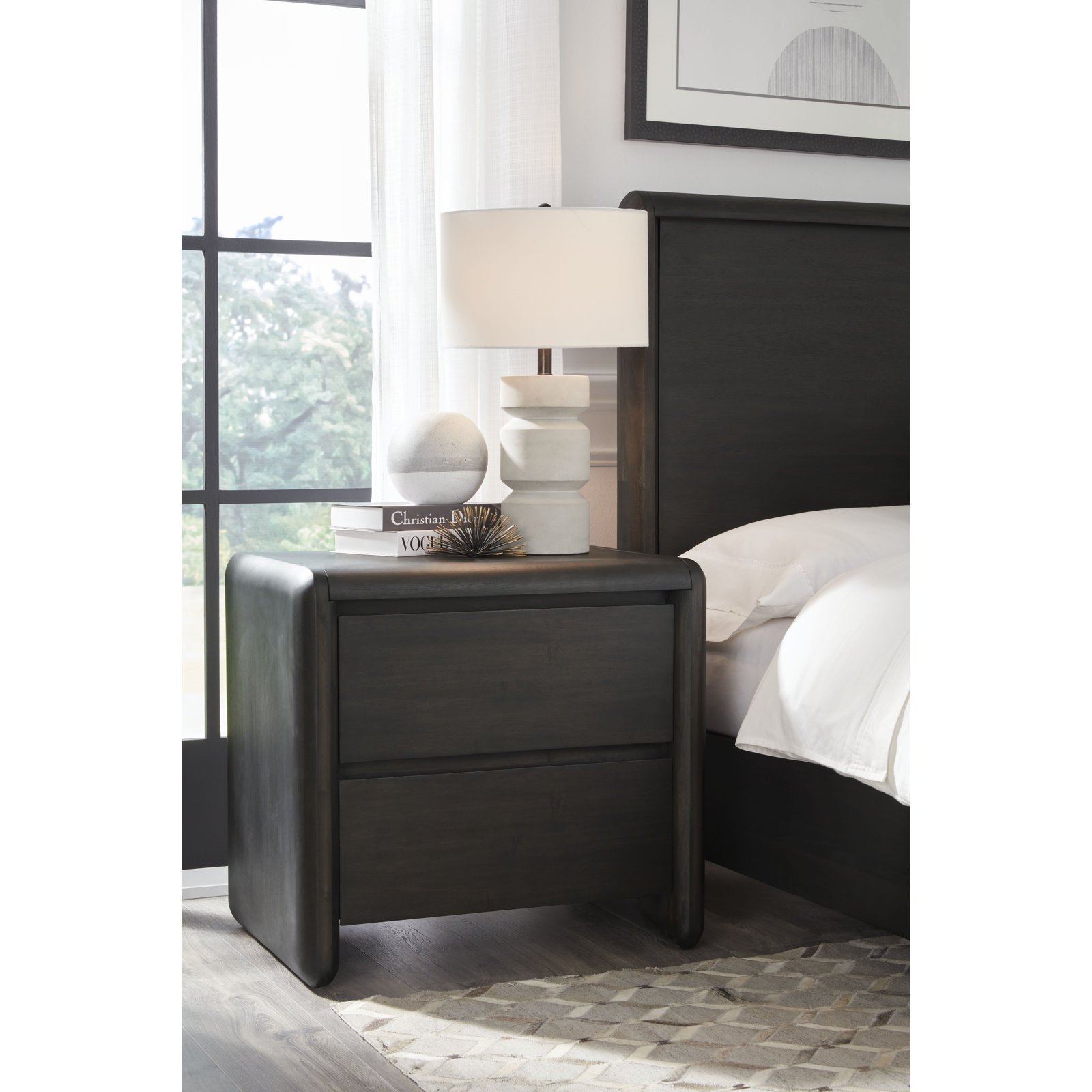 2-Drawer Acacia Nightstand
