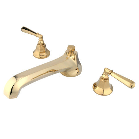 Metropolitan Double Handle Deck Mounted Roman Tub Faucet, Polished Brass