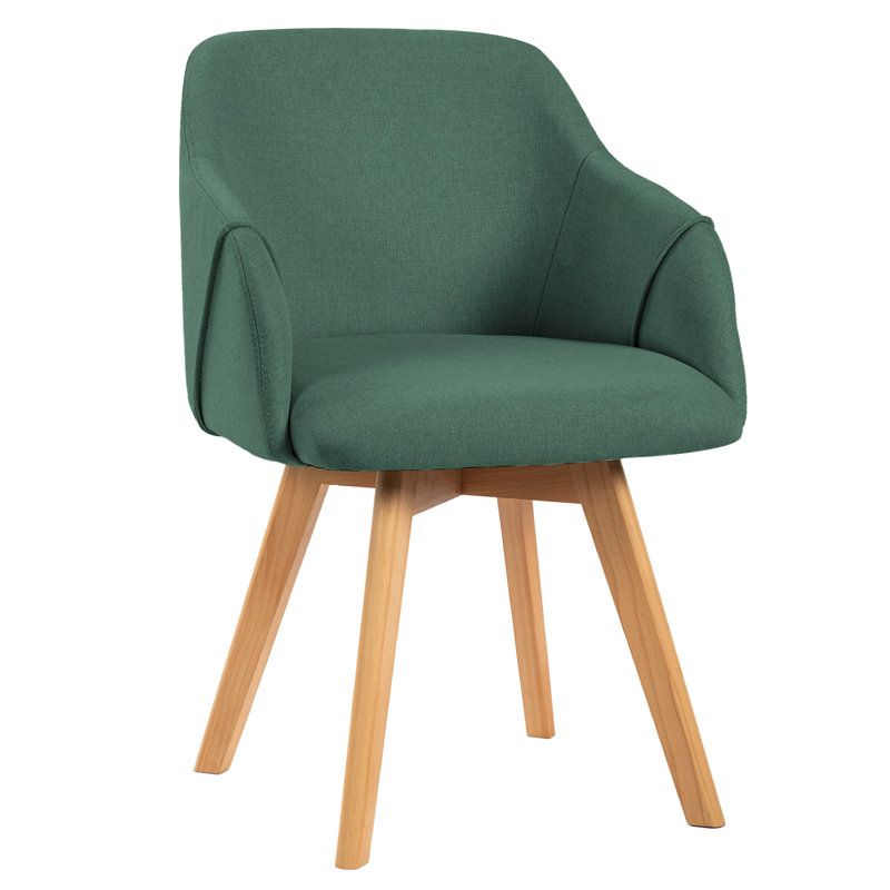 Fegan Swivel Linen Upholstered Back Side Chair, Green, 4