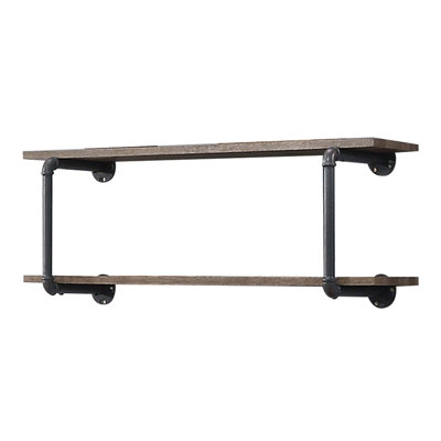 Étagère murale à 2 niveaux en chêne antique et gris sable