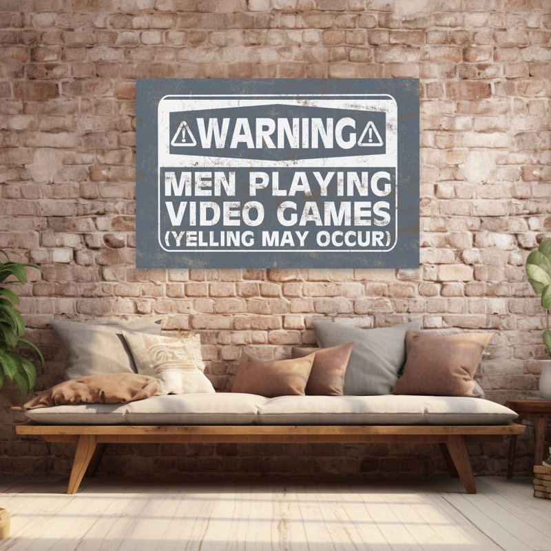 Hommes jouant à des jeux vidéo, art contemporain abstrait, H 40 po x l 60 po
