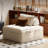 40.55"Cream Microfiber Modular Storage Single Convertible Sofabed Couch