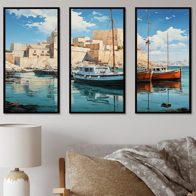 Vieux port dans le sud de l'Italie II - Italie, ensemble de décorations murales