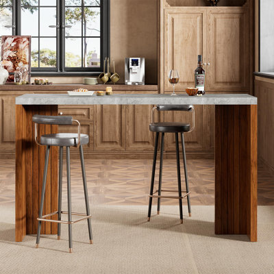 Table de bar pour 4 à 6 personnes - 55 po de long avec hauteur de comptoir et plateau de table rectangulaire ultra-moderne pour la cuisine