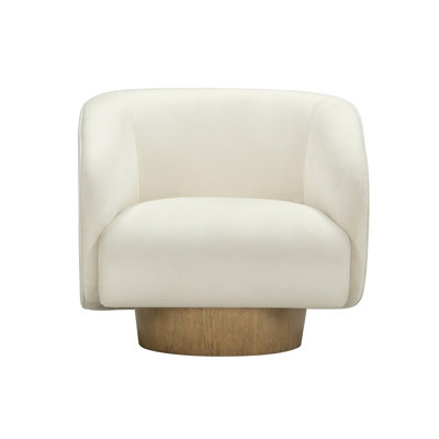 Glaser Cream Velvet Swivel Accent Chair