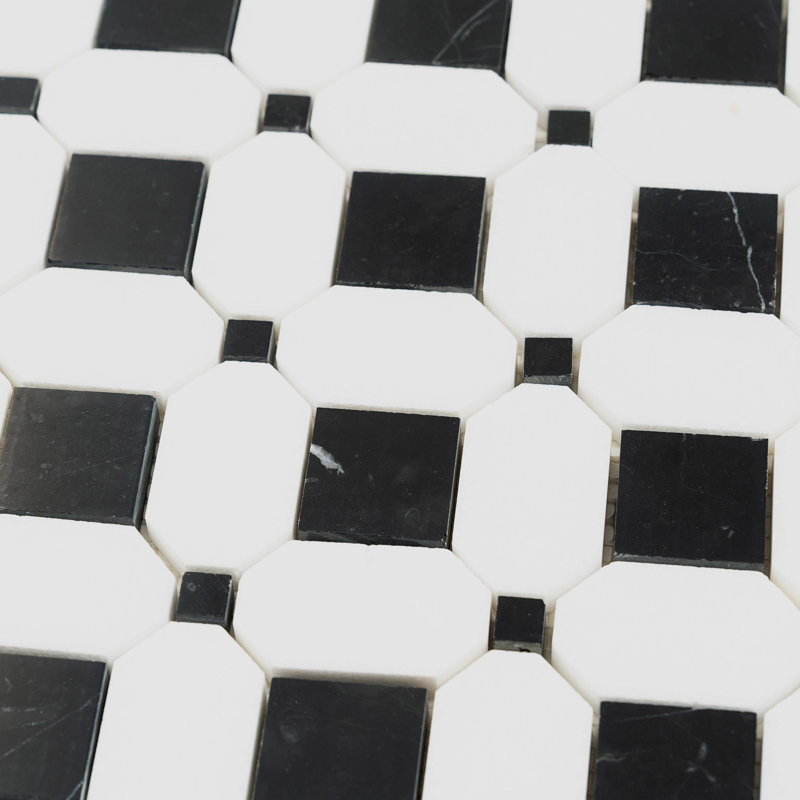 Carreau octogonal poli noir de luxe 12 x 12 Thassos Noir (5,08 pieds carrés / caisse) - paquet de 5