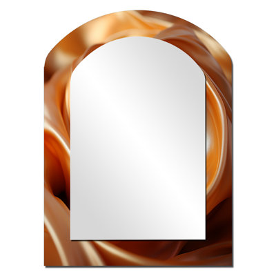 Cyclone orange abstrait en spirale Tranquility - miroir décoratif en forme d'arche abstraite sur métal