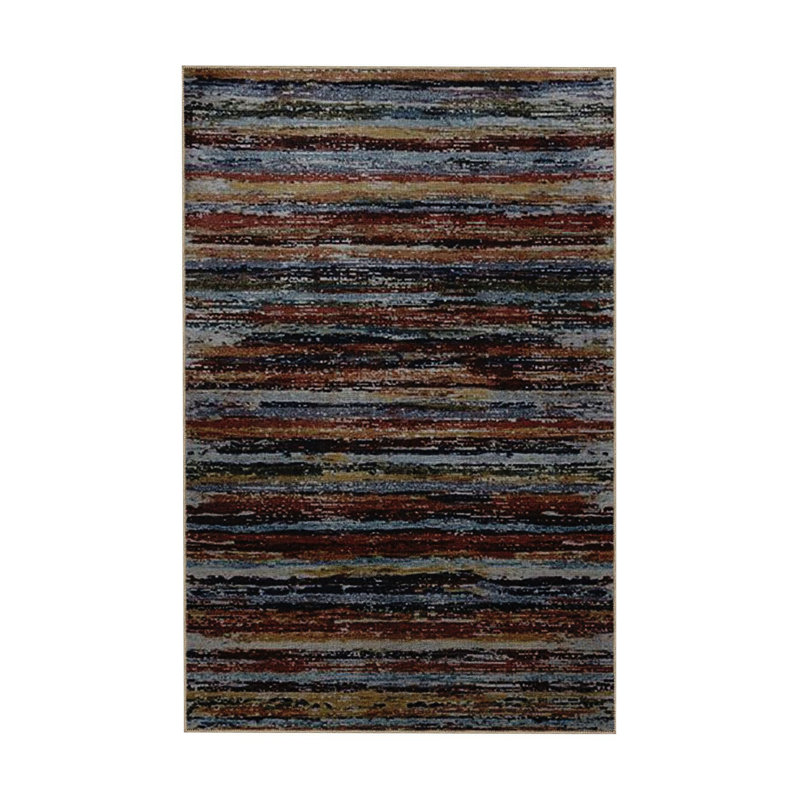 Multi Color Wicker Design Striped Pattern Modern Decorative Machine Washable Area Rug, Rectangle 3'3" x 4'11"