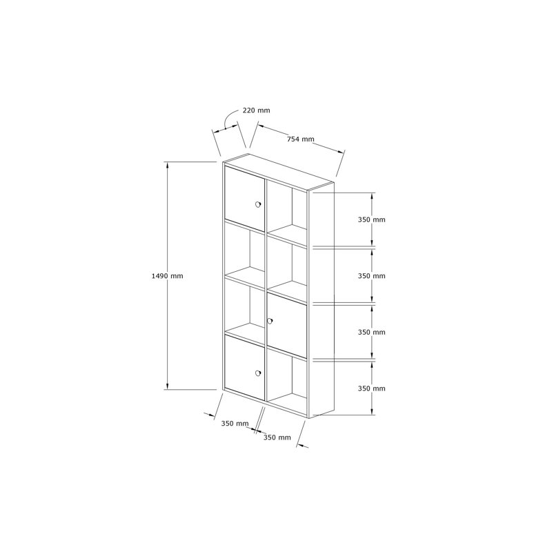 Bibliothèque moderne, blanche et anthracite, 30,6 po x 59,6 po x 8,7 po | 100% panneau de particules enduit de mélamine, épaisseur: 0,7 pouce | Conception murale, solution de rangement élégante pour la maison et le bureau