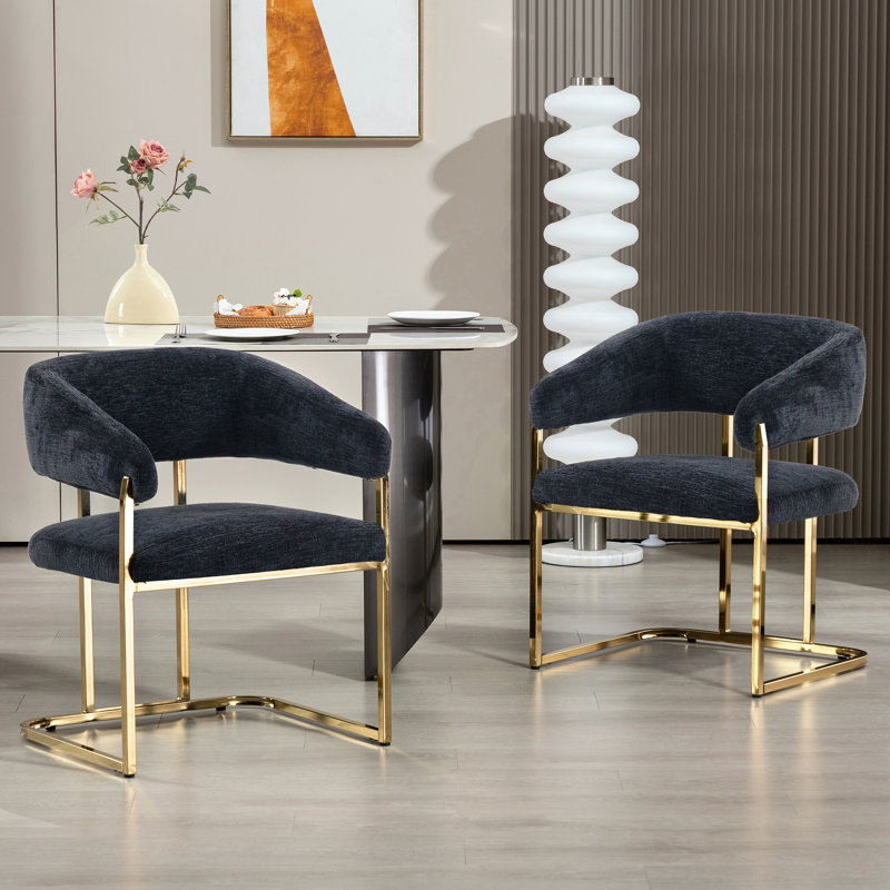 Chaise de salle à manger rembourrée avec cadre 22 po Modern, Black, 2