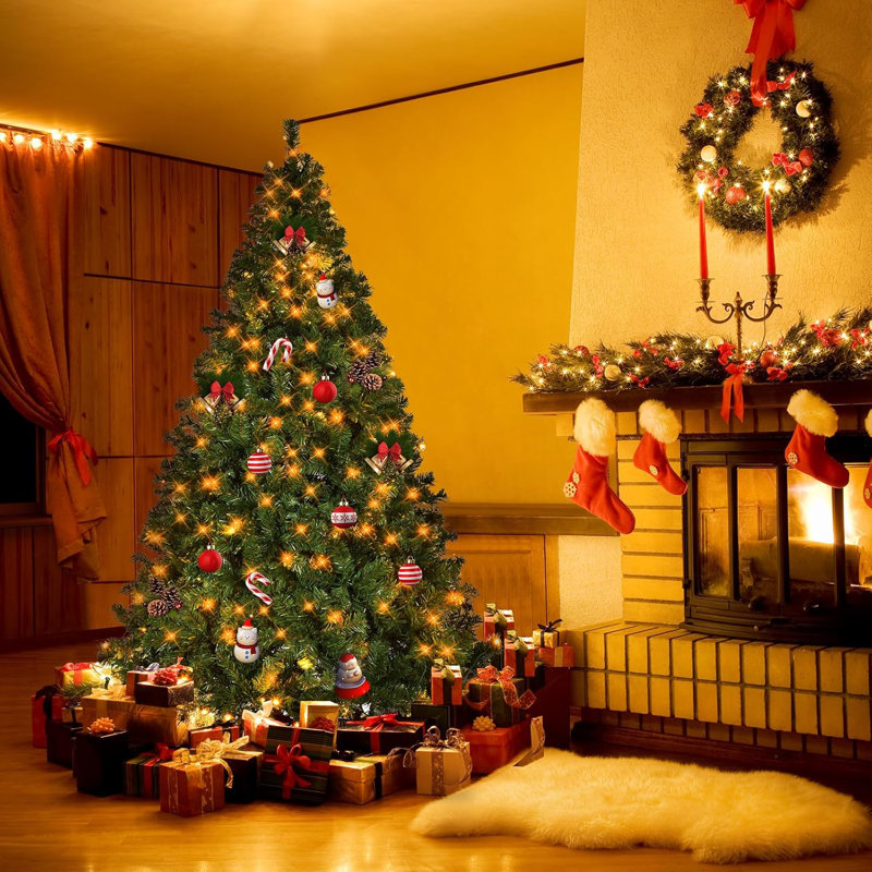 Arbre de Noël artificiel illuminé 6 pi avec 250 lumières DEL et base en métal