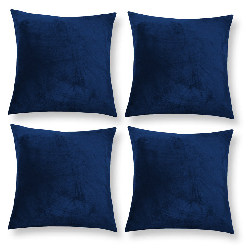 Heavy Crushed Classic Velvet Throw Pillow Cover (Pack of 4), Navy Blue