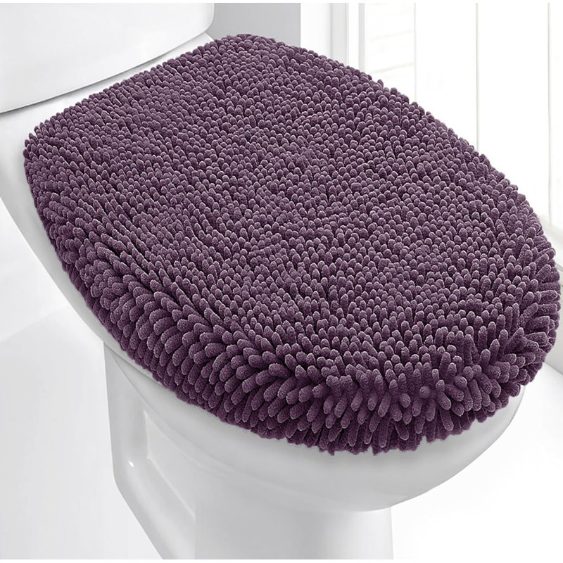 Housse de toilette 19 po x 19 po - Prune douce et moelleuse en chenille moelleuse
