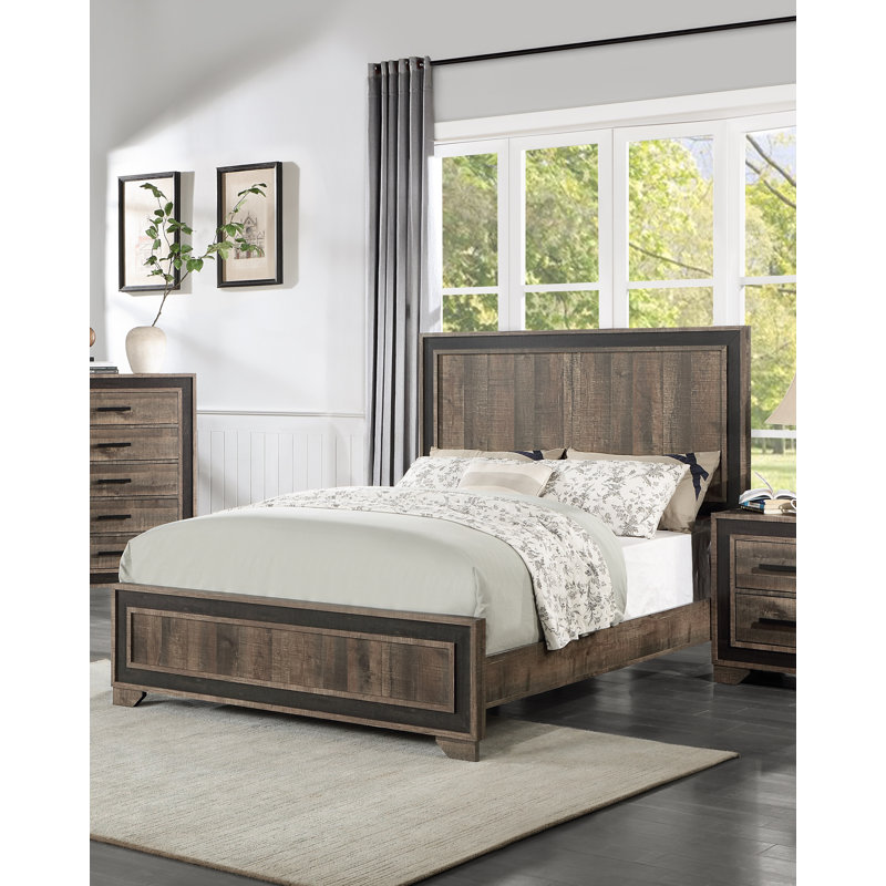 Chêne avec tête de lit haute et grand lit 1pc, Grand lit, Chêne