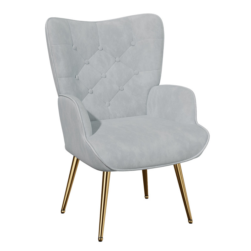 Pureza Upholstered Wingback Chair, Gray Velvet