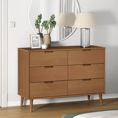 Beachwood Solid Wood 113cm W 6 - Drawer Chest of Drawers