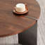 Table basse ronde au fini noyer - structure en métal noir, élégante pour un usage domestique brun foncé avec plateau et cadre