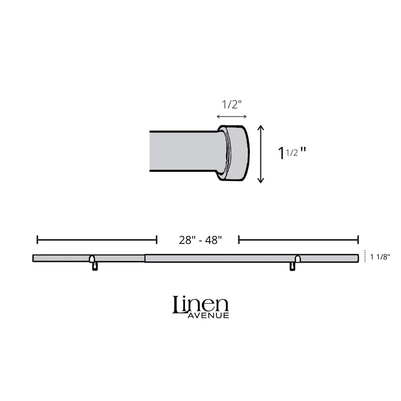 Ensemble de tringle à rideaux pour fenêtre simple Linen Avenue, nickel brossé, H 1,1 po x l 28 po x P 1,1 po