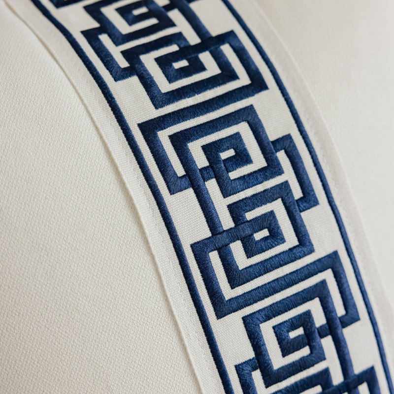 Allison Reversible Throw Pillow, White/Navy Trim