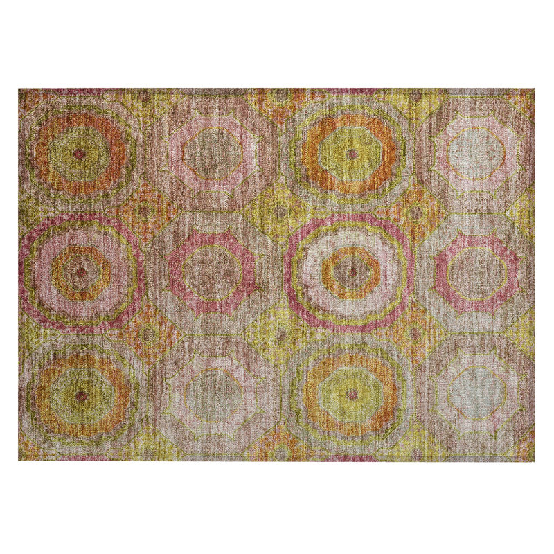Machine Washable Indoor/Outdoor Xhevrie Orange Rug, Rectangle 1'8" x 2'6"