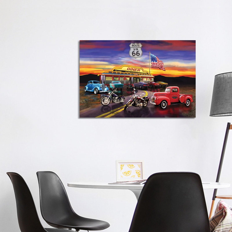 Nostalgic America Diner And Cars by Greg & Company - Wrapped Canvas Print, 101.6 cm H x 66.04 cm W x 3.175 cm D