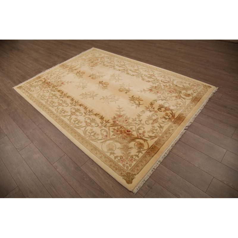 Aura Wool Oriental Area Rug in Beige, Rectangle  3'1.4" x 5'0.2"