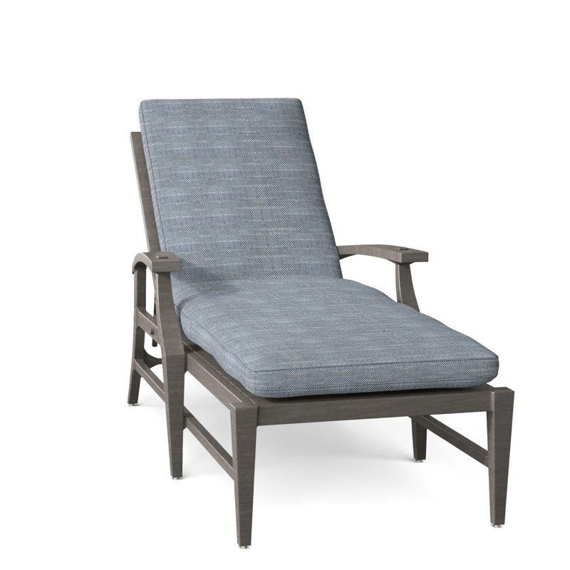 Croquet Aluminum Outdoor Chaise Lounge, Rollo Chambray, Welt, Slate Gray