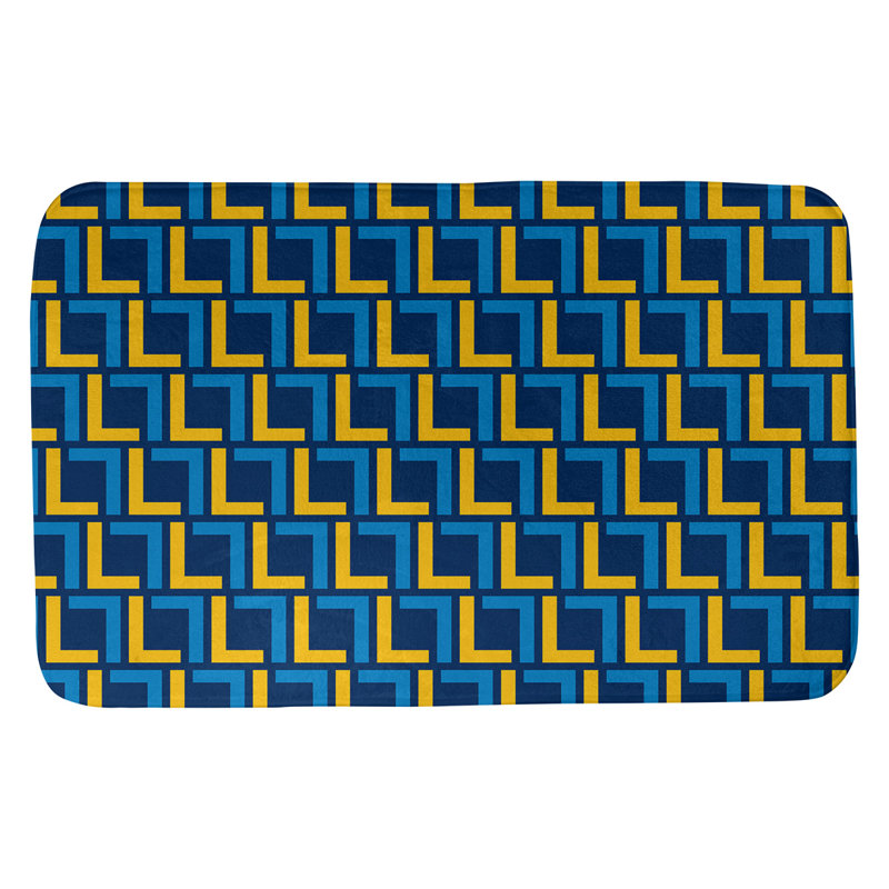 Tapis pour salle de bain Baltimore, l 17 po x L 24 po, Navy Blue/Gold/Powder Blue