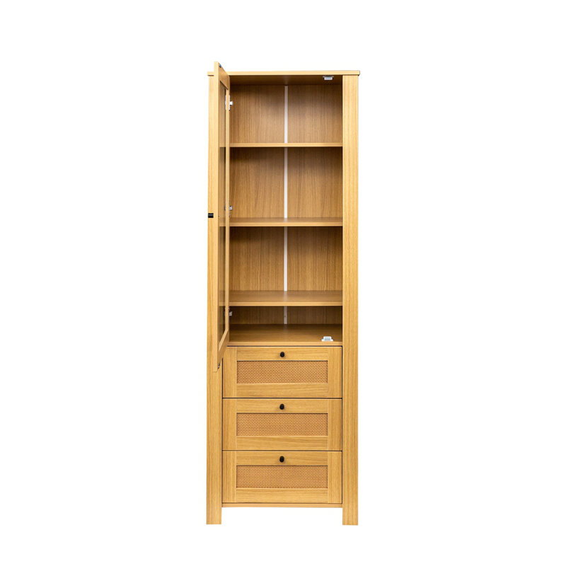 Bibliothèque en rotin avec porte et étagère