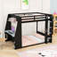 Lit superposé en bois avec port USB, tablettes, bureau et bande lumineuse-466411666-466411671
