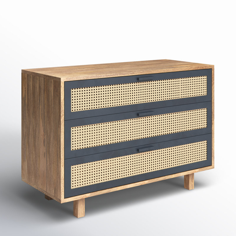 Ashton 3 Drawer Accent Chest, Brown/Dark Gray