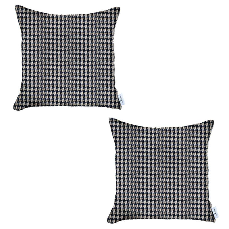 Mike&Co. New York Boho-Chic Houndstooth Reversible Pillow Cover (Set of 2)