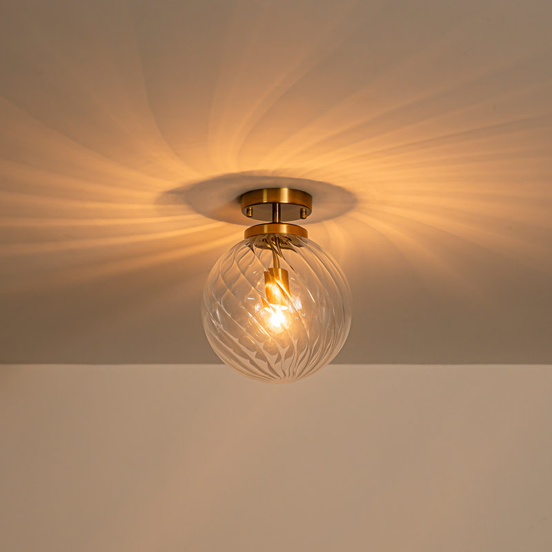1-Light Swirled Glass Orb Semi-Flush Mount