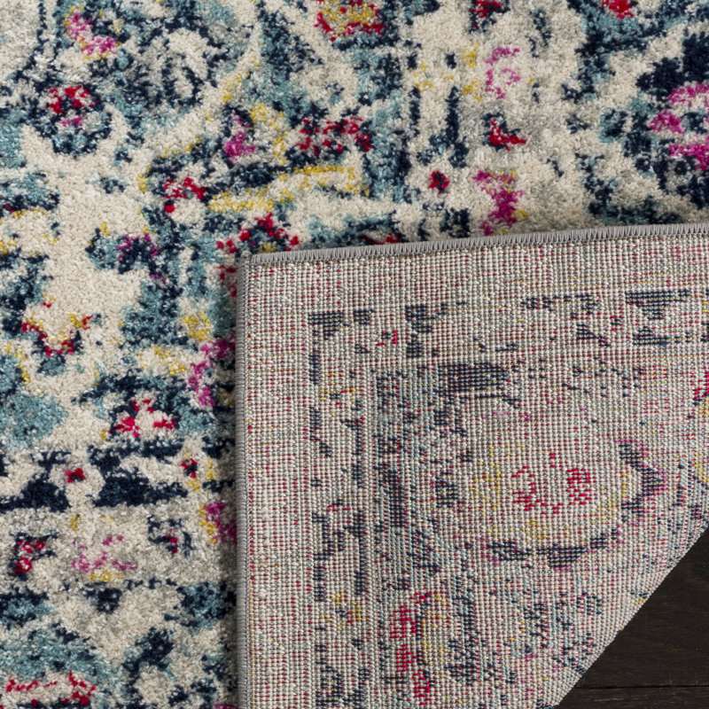 Christa Southwestern Wool Light Gray/Fuchsia/Mint Area Rug, Rectangle 5'3" x 7'6"