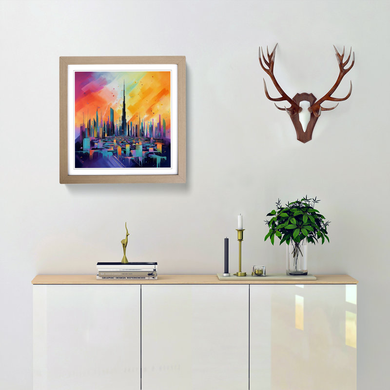 City Of Dubai Color Field No.1 - Single Picture Frame Print on Wood, Oak