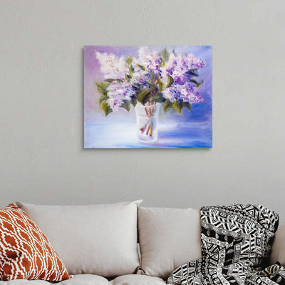 Lilas dans un vase, art mural sur toile
