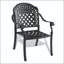 Chaise de patio en fonte d'aluminium avec coussins rouges (ensemble de 4)-130624069
