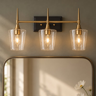 Éclairage pour meuble-lavabo à 3 lumières à intensité variable en laiton / noir Tevye