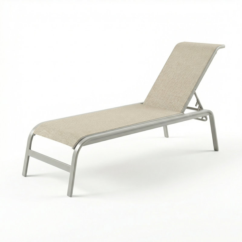Chaise, Augustine Oyster II Sling/Matte Gray