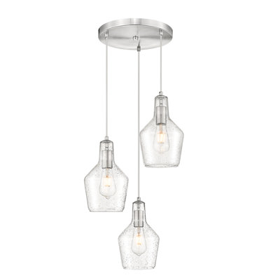 3-Light Cluster Pendant Light With Seeded Glass