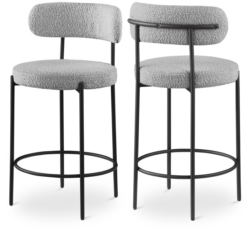 Beacon 26.5'' Counter Stool, Grey Boucle Fabric