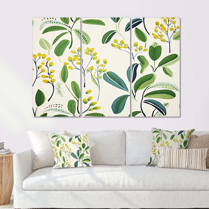 Gratton - Ensemble d'art mural feuilles, Toile tendue, H 40 po x l 60 po x P 1 po