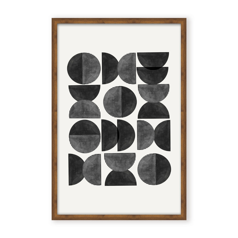 Abstract Mid Century, Geometric by  - Picture Frame Painting on Paper, 36" H x 24" W x 1.125" D, Black, Framed Matted Print