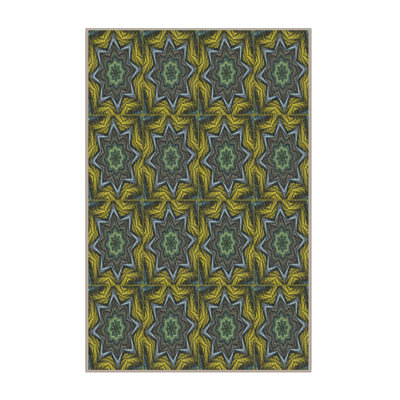 Tapis vert/brun à motifs