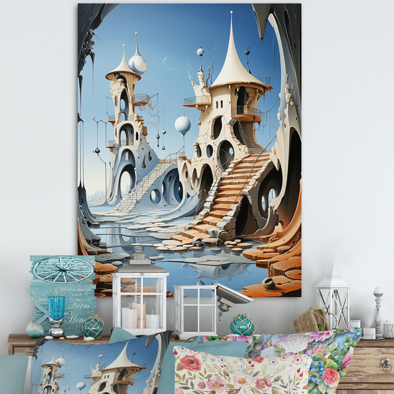 Château fantastique III sur toile, Toile tendue, H 44 po x l 34 po x P 1,5 po
