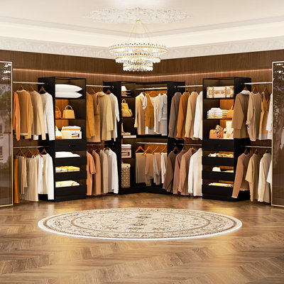 57.3"-151.7" Adjustable Closet System With 8 Drawers And 8 Clothes Rods