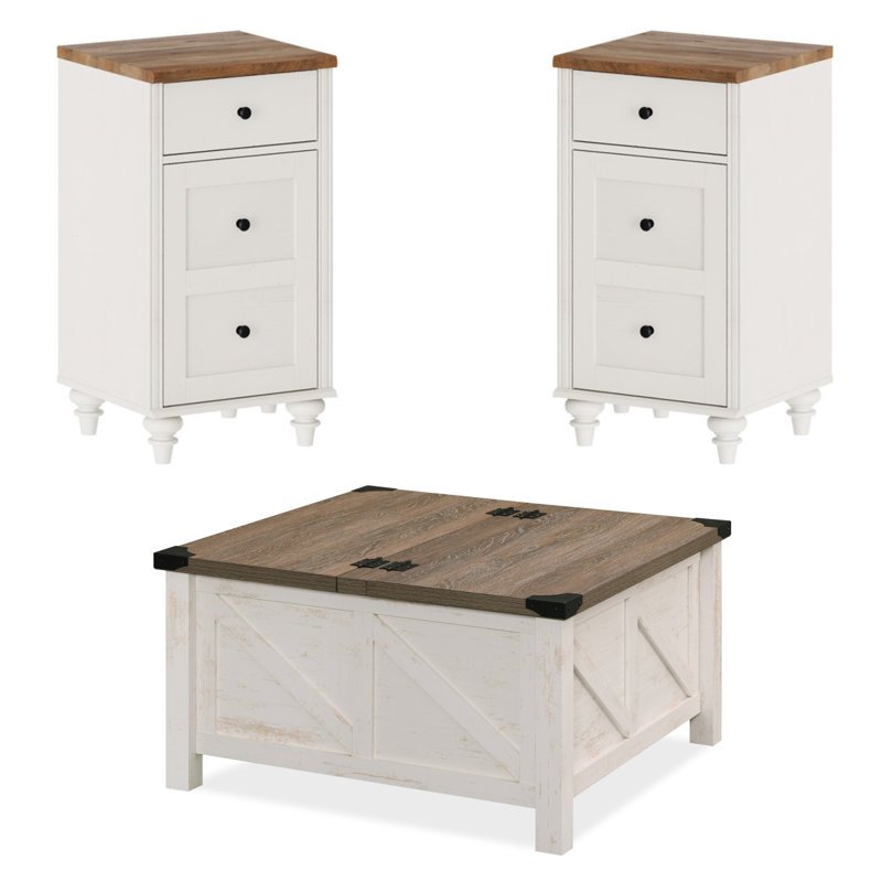 Allyssa 3 Piece Farmhouse Coffee Table Set